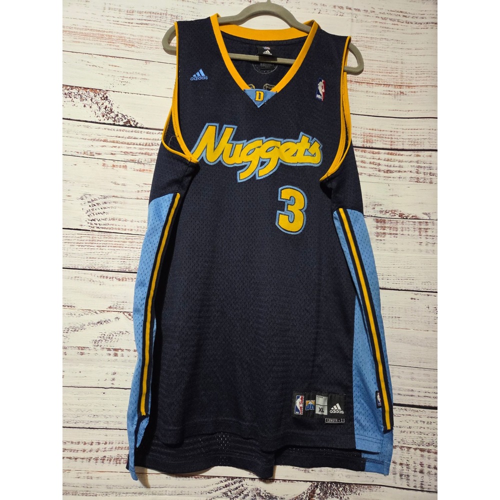 Adidas NBA Denver Nuggets Allen Iverson 3 Jersey Navy Blue XL Length +2